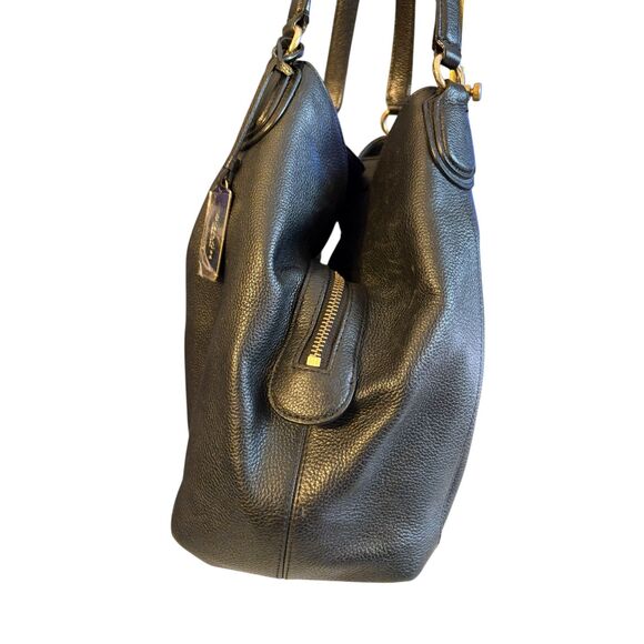 Coach Edie Shoulder Bag Black Leather w/ dust bag & care card - Picture 5 of 15